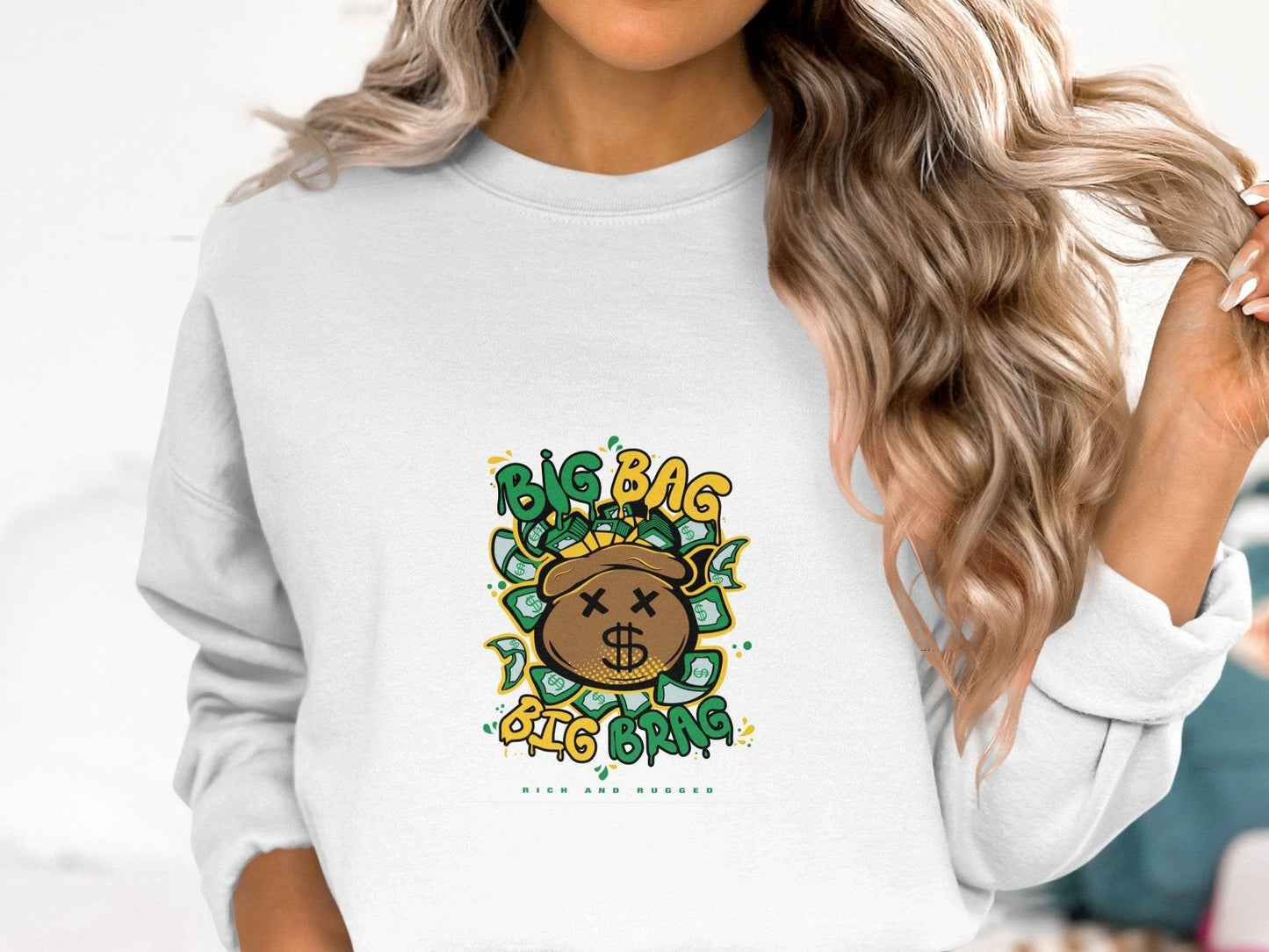 Big Bag and Big Brag Rich and Rugged Design Sweater - Design & Vybe