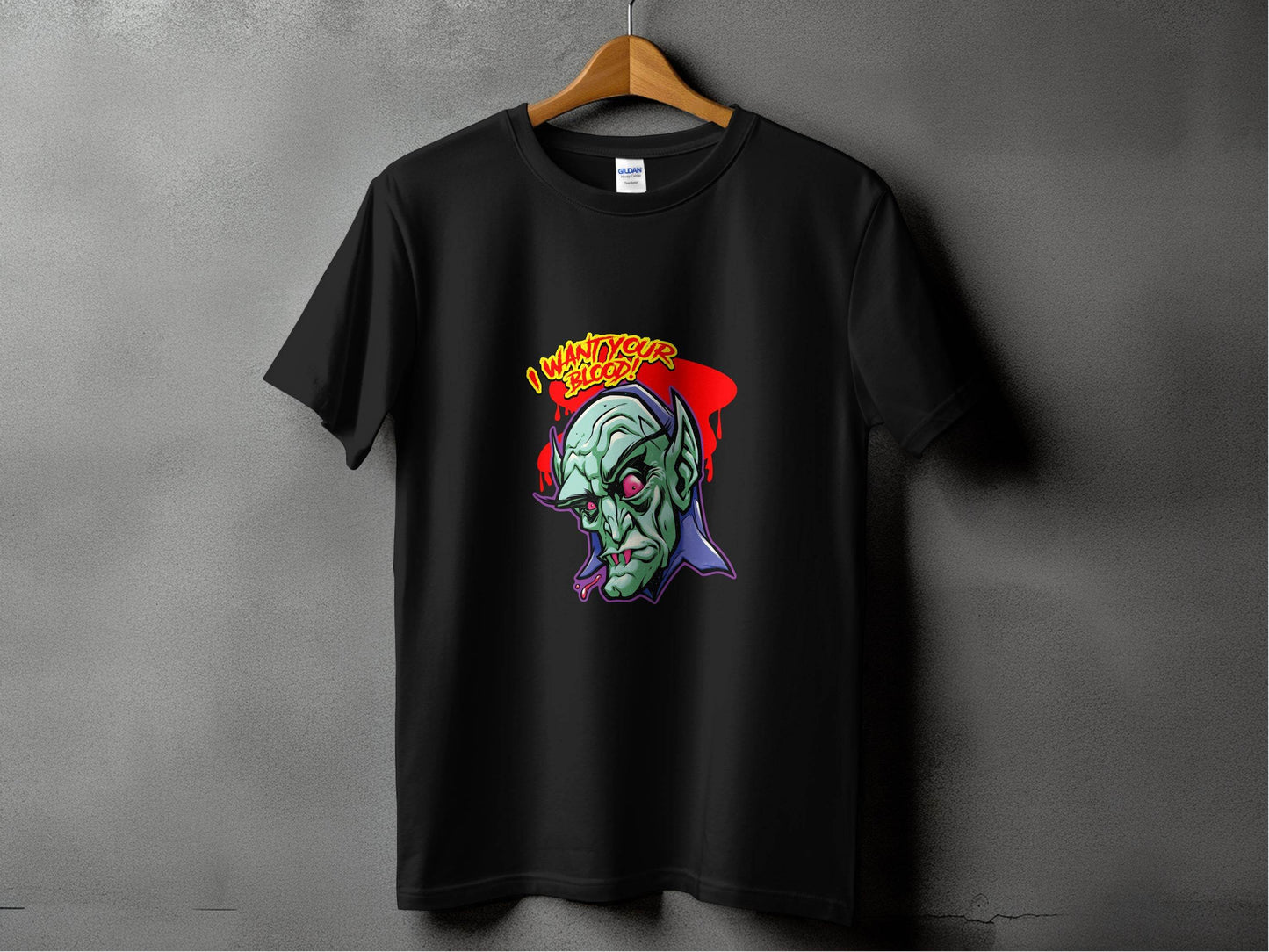 I Want Your Blood Vampire Head Horror Graphic T-Shirt - Design & Vybe
