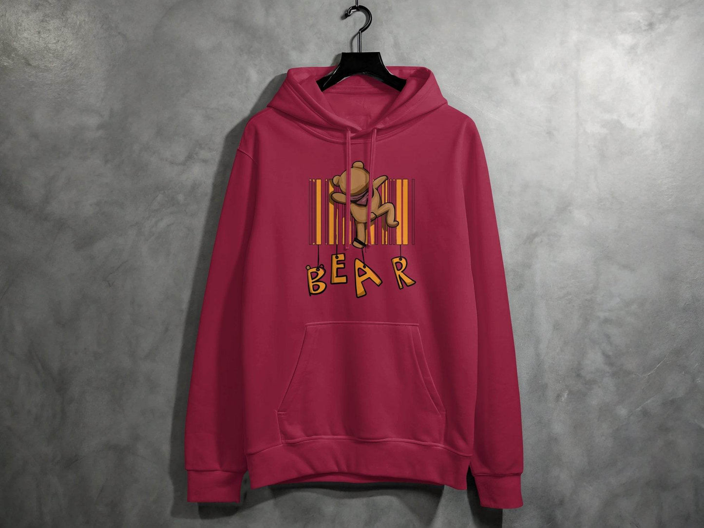 Funny Adorable Cute Bear Climbing Barcode Design Printed Hoodie - Design & Vybe