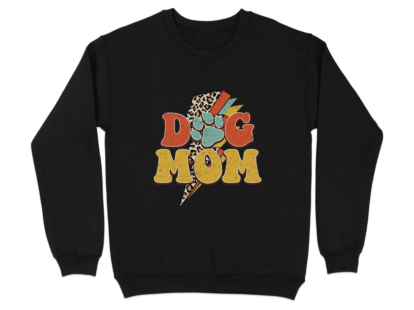 Retro Leopard Dog Mom Paw Print Design Great Gift Sweater - Design & Vybe