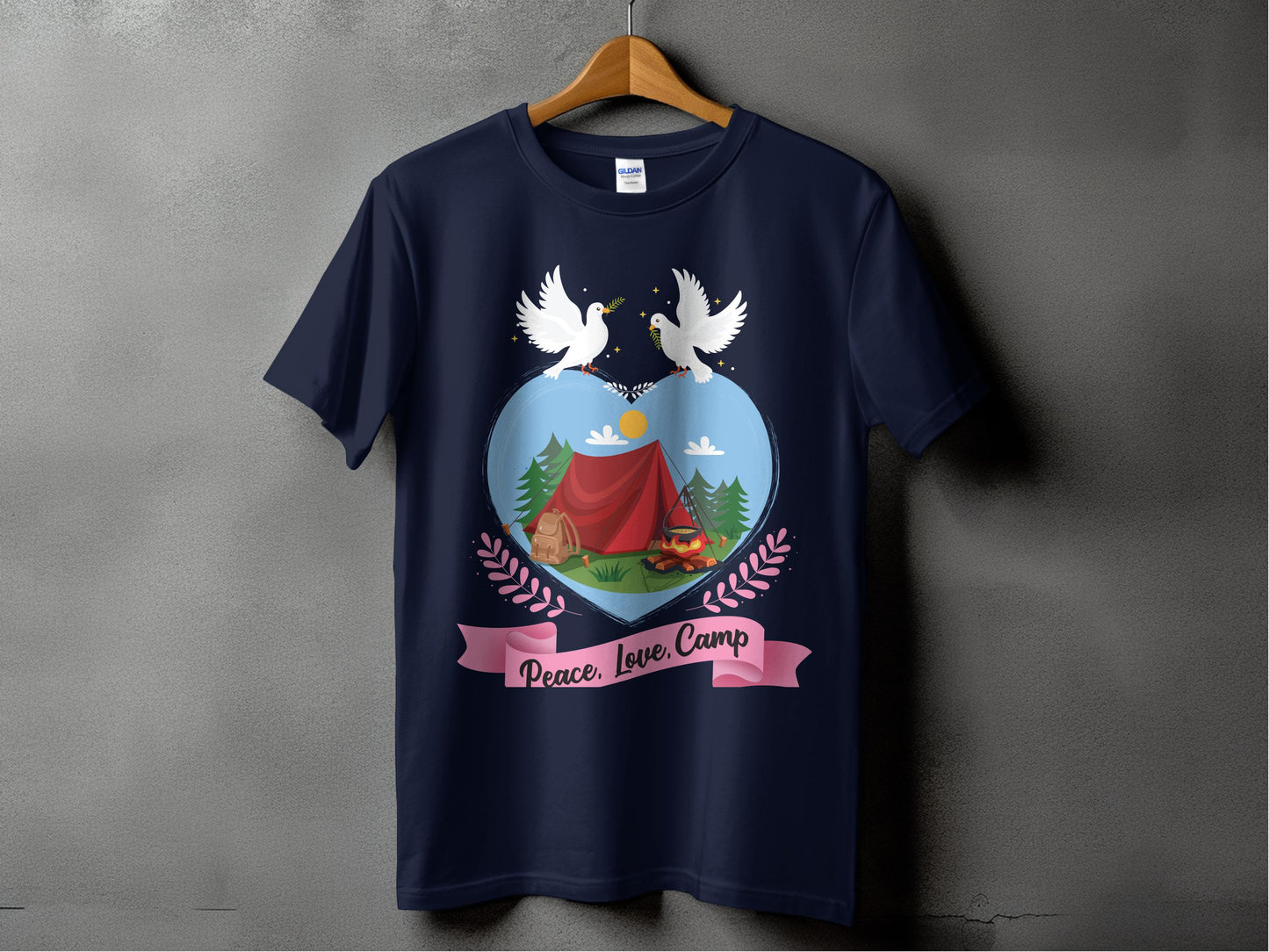 Peace Love Camp Doves and Tent Graphic T-shirt product type
