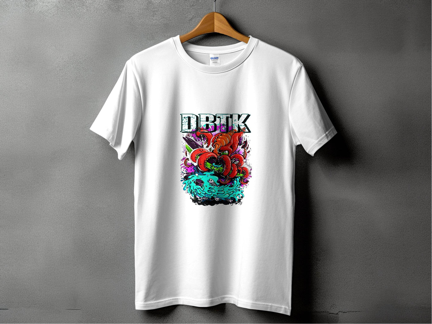 DBTK Octopus Rising with Splashes Graphic Print T-Shirt - Design & Vybe