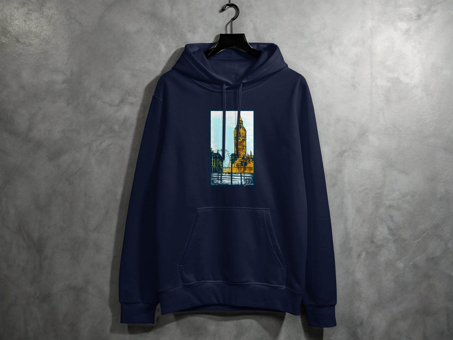 Iconic Big Ben and London Eye Graphic Hoodie - Design & Vybe