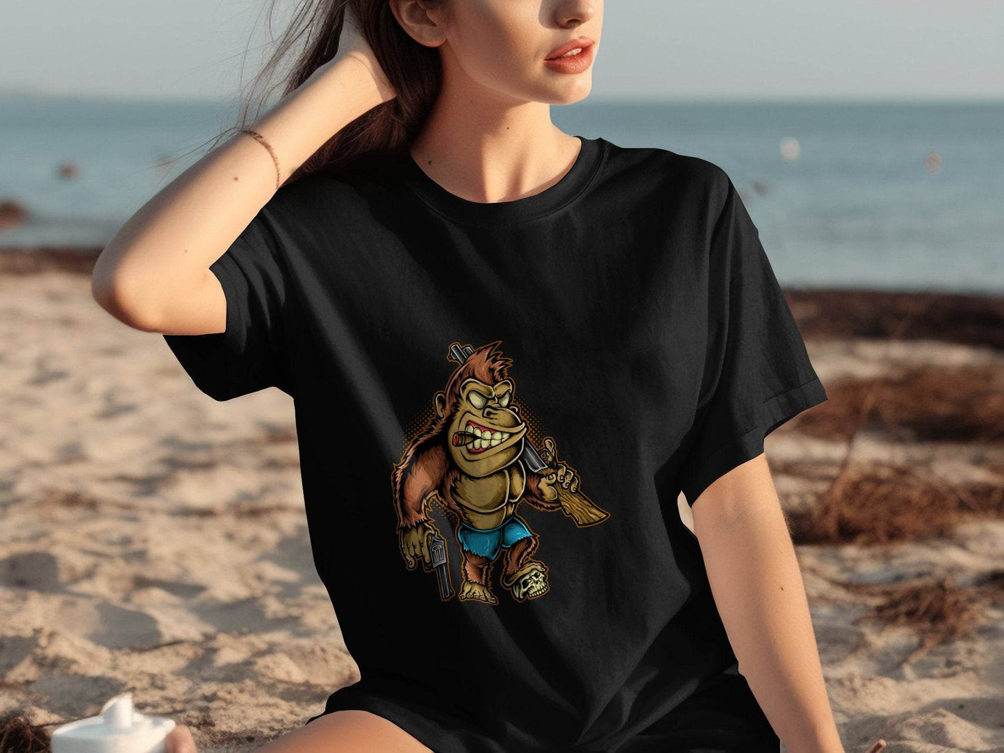 Fierce Gorilla with Guns Graphic Printed T-Shirt - Design & Vybe