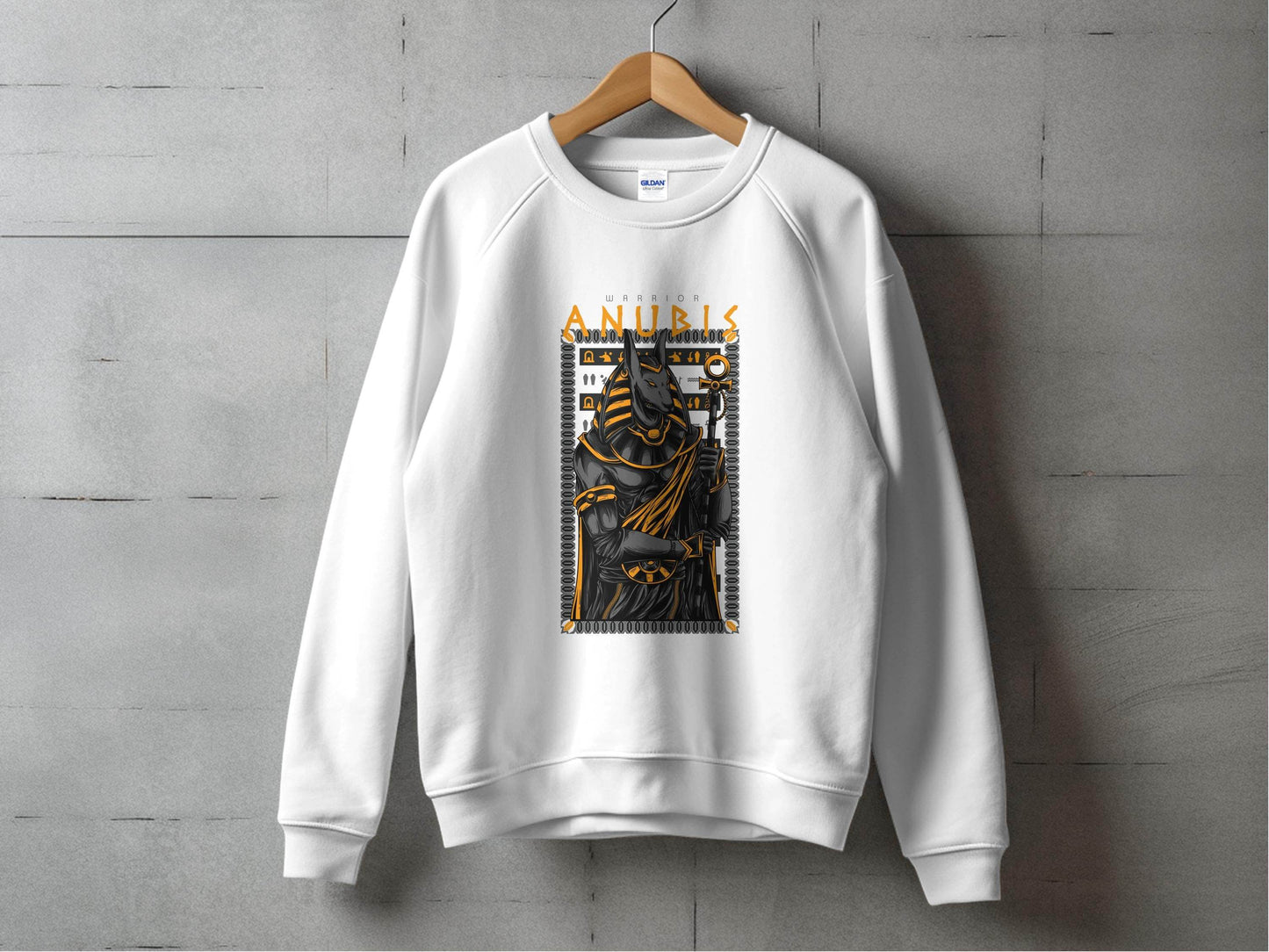 Anubis Warrior with Hieroglyphs Illustration Graphic Sweater - Design & Vybe