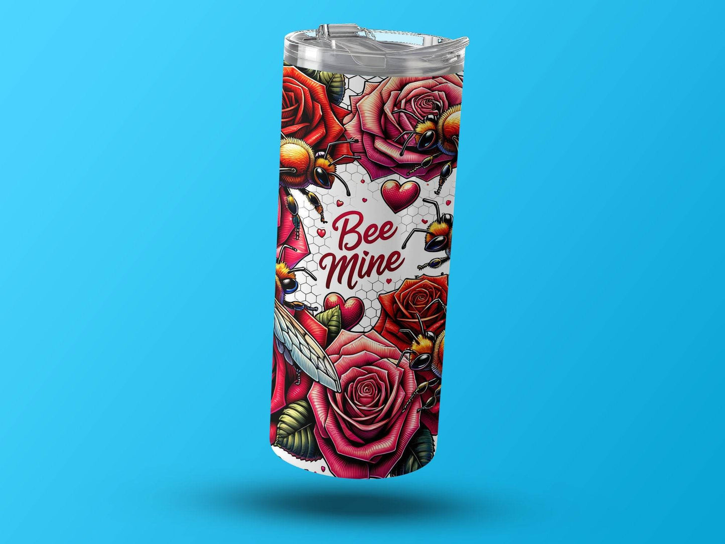 Roses Bees Bee Mine Romantic Valentines Artwork Tumbler - Design & Vybe