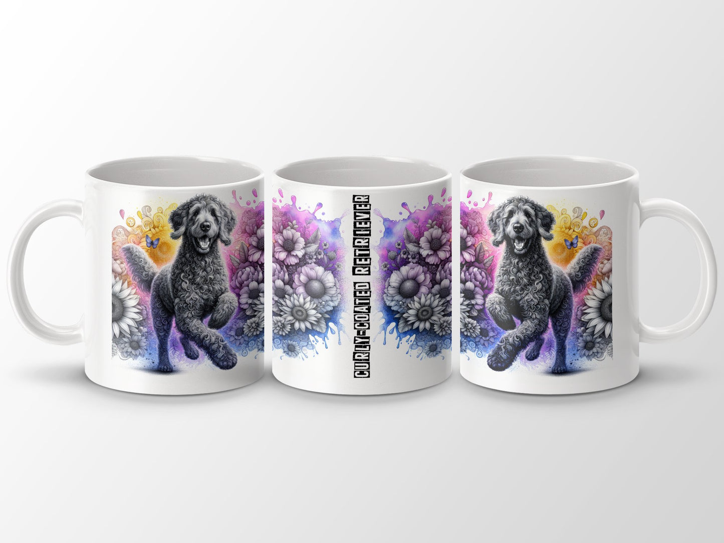 Vibrant Curly Coated Retriever Design Mug Product
