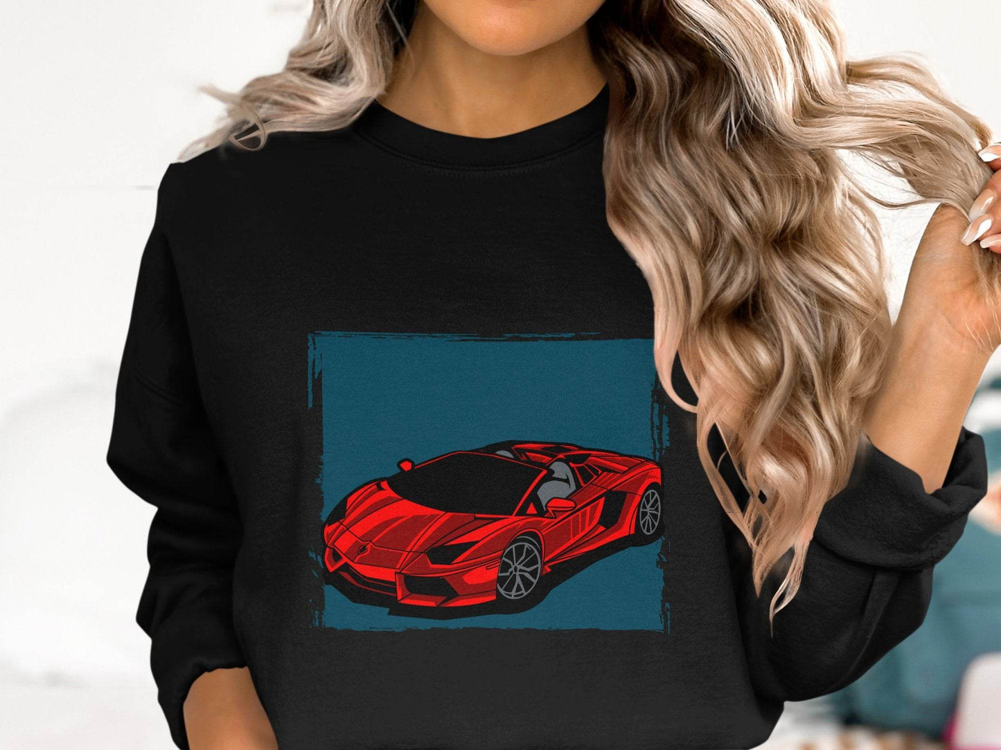 Bold Red Supercar Print Graphic Sweater - Design & Vybe