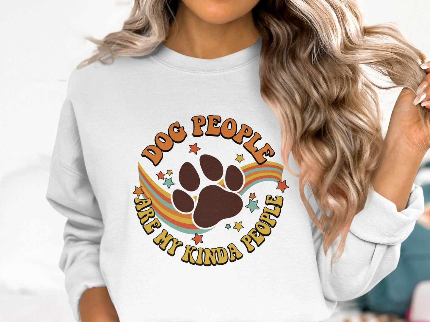 Dog People Are My Kinda People Retro Style Dog Paw Sweater - Design & Vybe