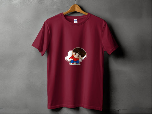 Cute Cartoon Boy In Red Hoodie Carrot in Hand T-Shirt - Design & Vybe