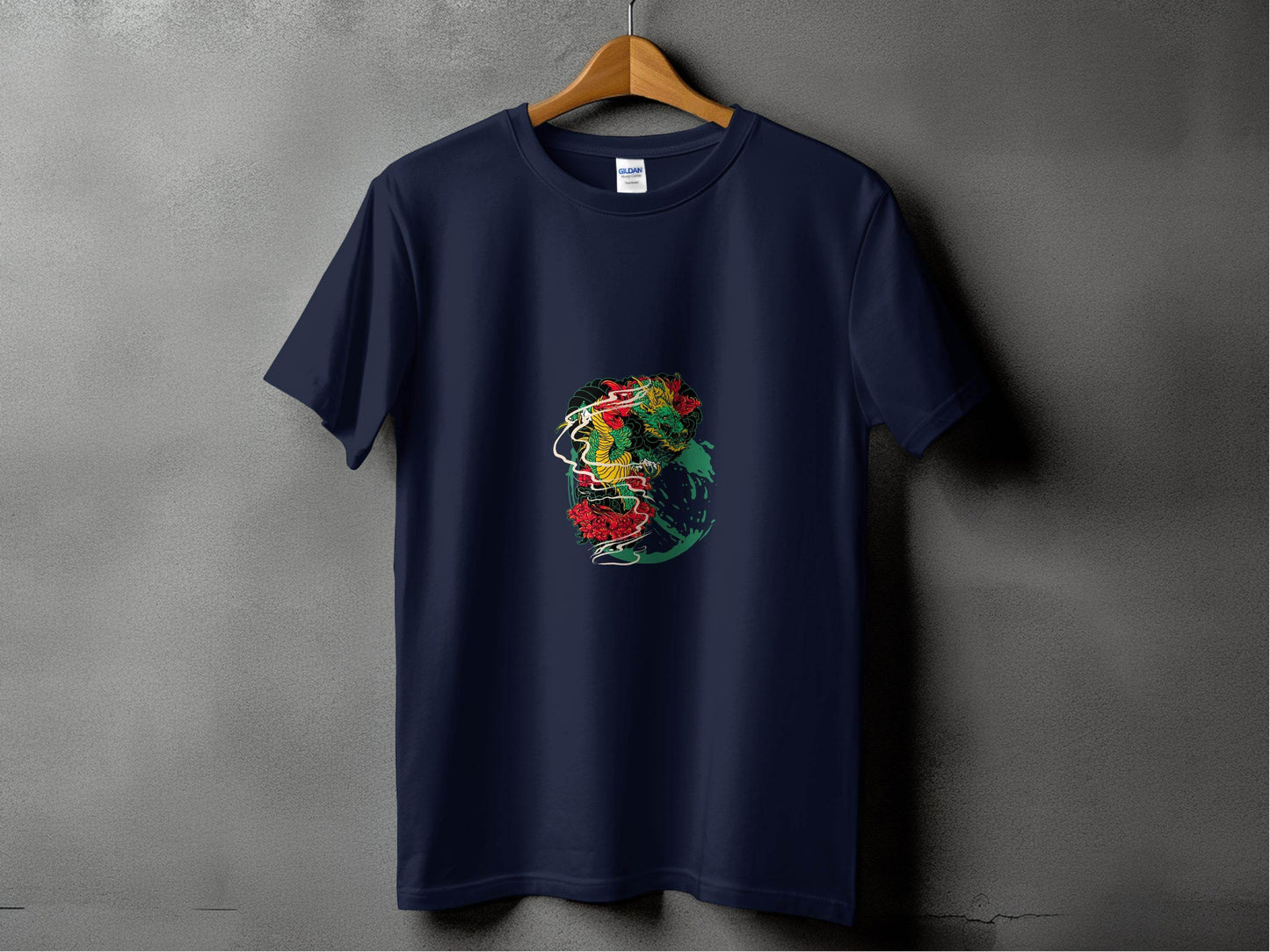 Dragon Tattoo Design with Flower Illustration Graphic T-Shirt - Design & Vybe