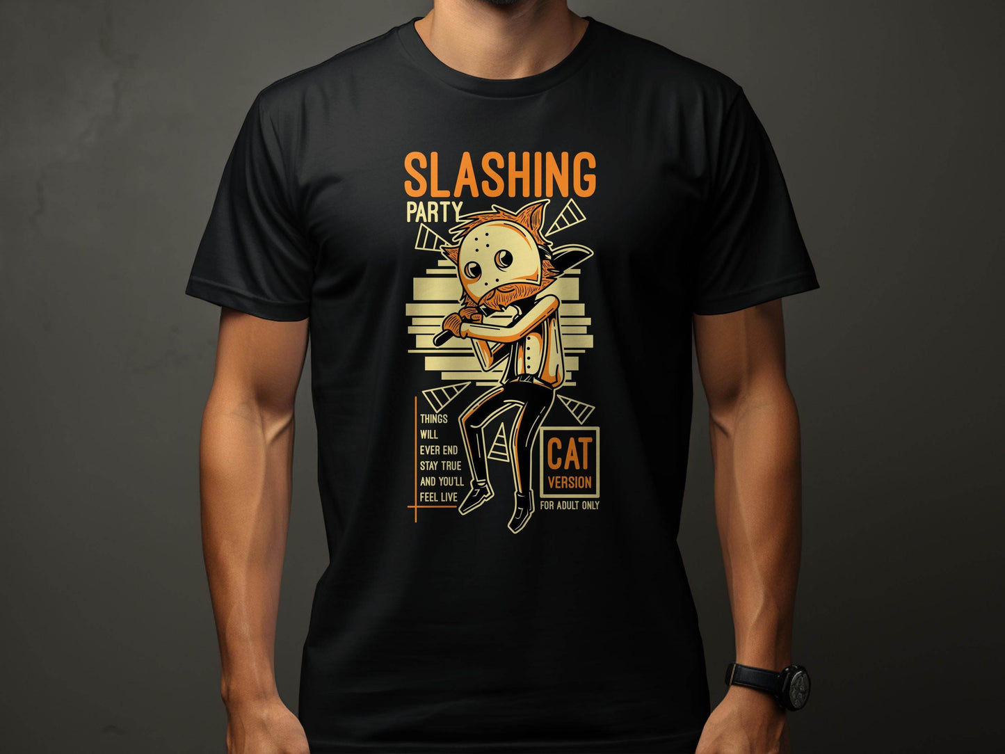 Slashing Party Cat Version for Adult Only Graphic T-Shirt - Design & Vybe