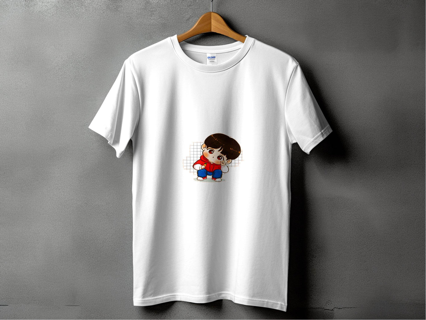 Cute Cartoon Boy In Red Hoodie Carrot in Hand T-Shirt - Design & Vybe