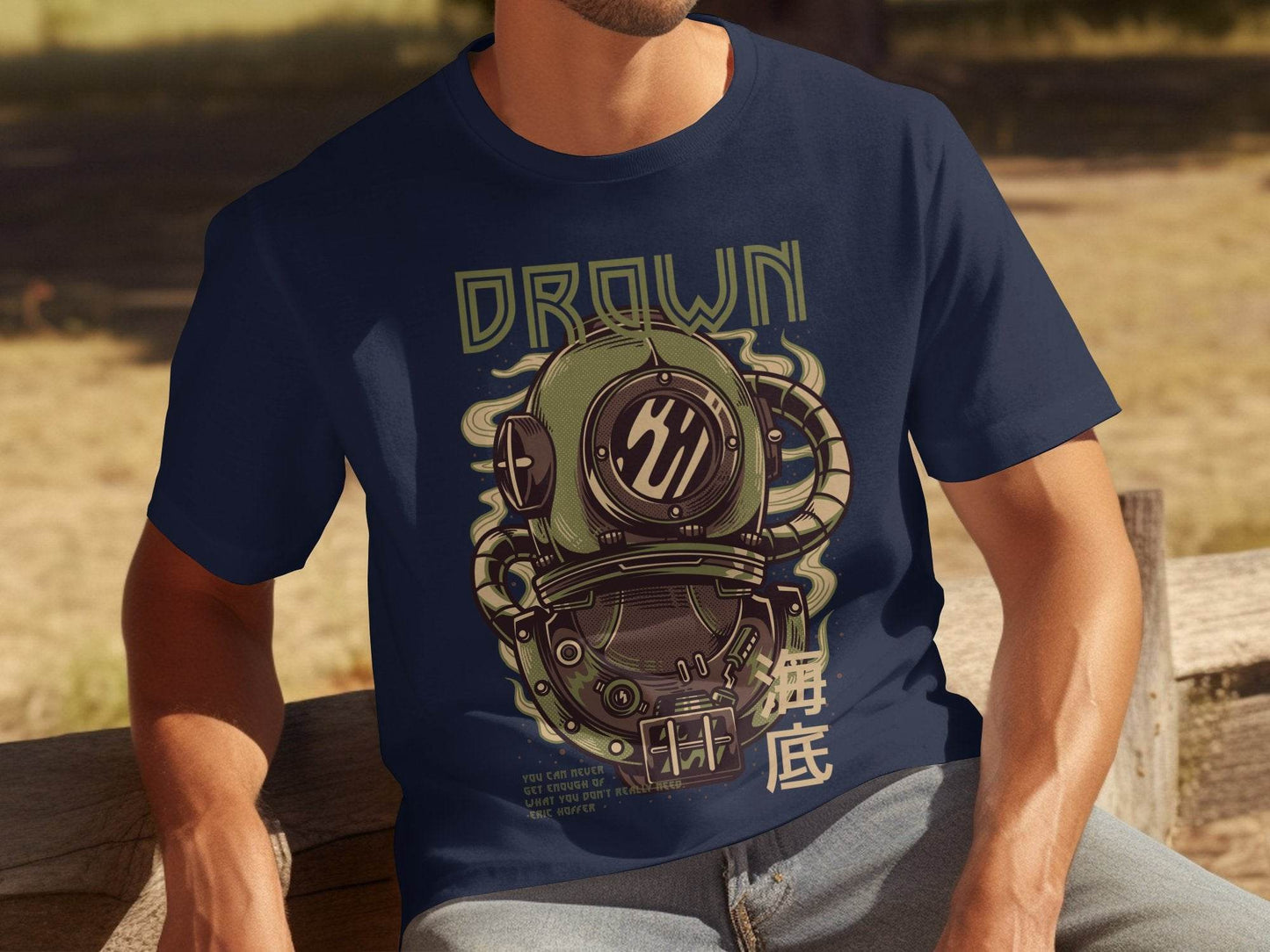 Drown Underwater Helmet Design Cool Graphic T-Shirt - Design & Vybe