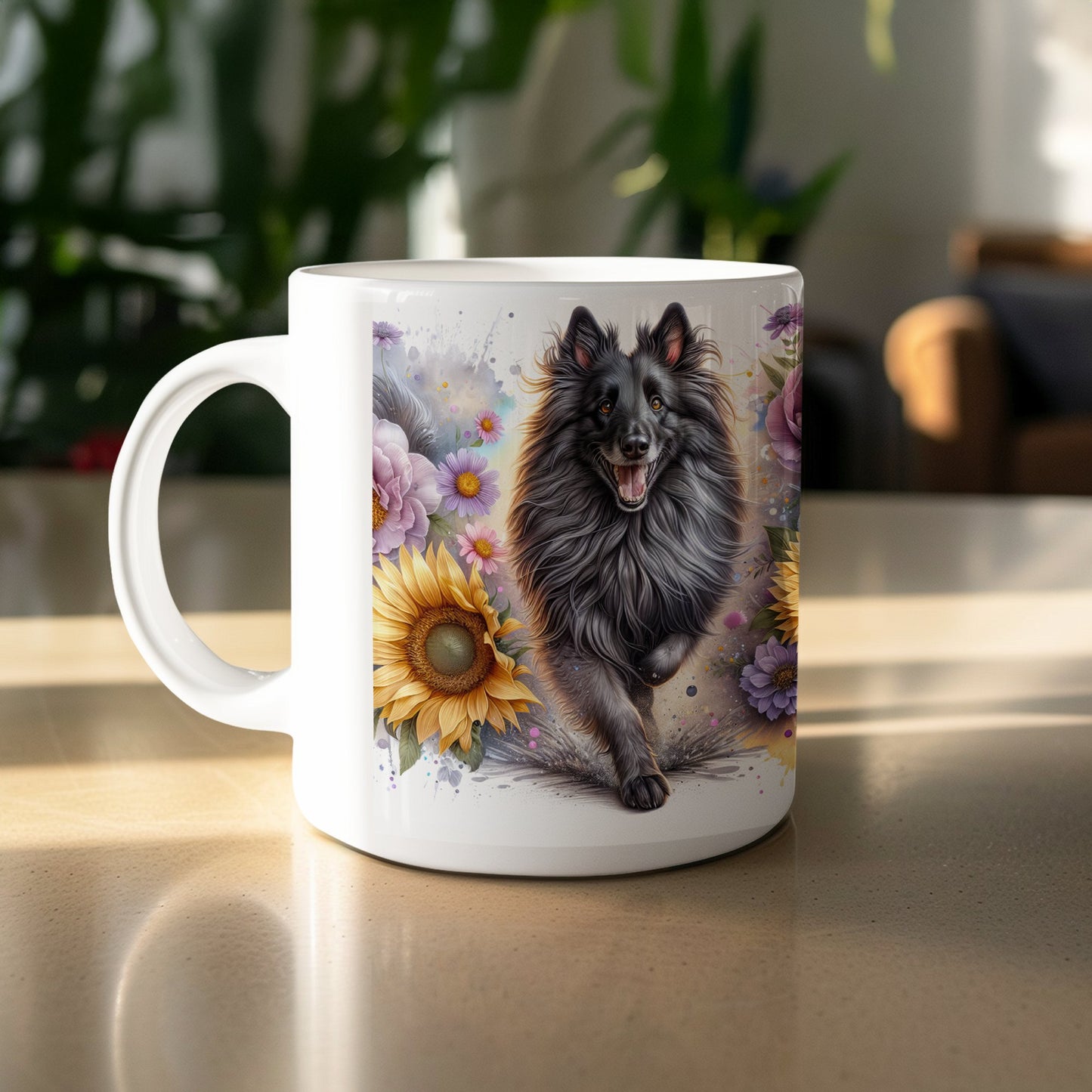 Floral Garden Dog Illustration Coffee Mug product