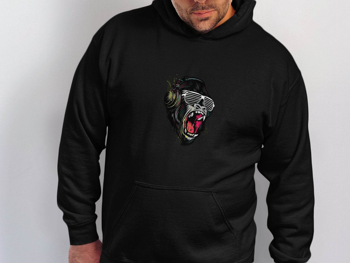Funky Gorilla with Shades and Headphones Hoodie - Design & Vybe