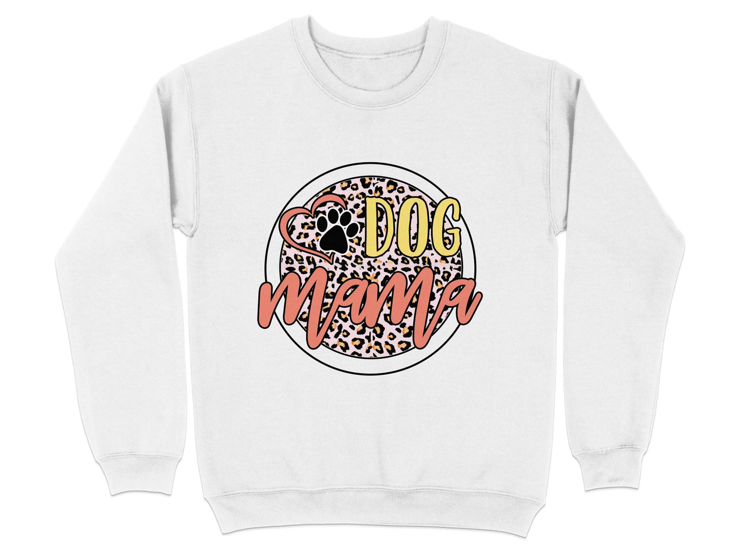 Dog Mama Paw Print On Leopard Print Background Sweater - Design & Vybe