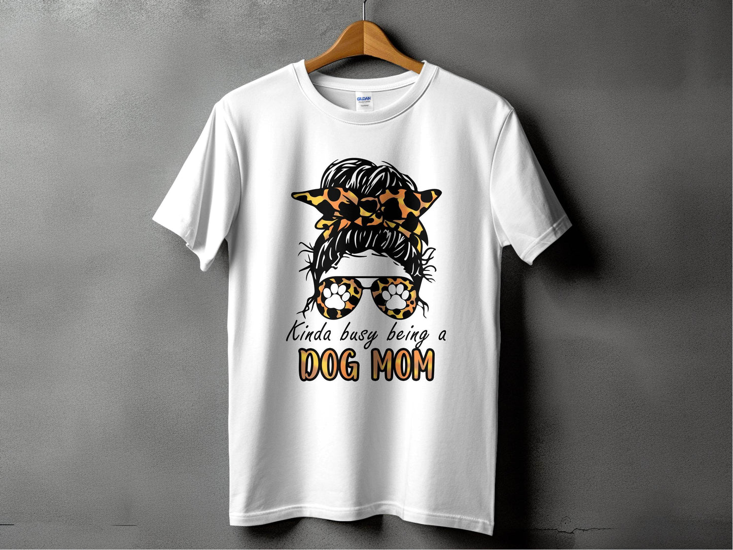 Kinda Busy Being A Dog Mom with Paw Print Glasses T-Shirt - Design & Vybe