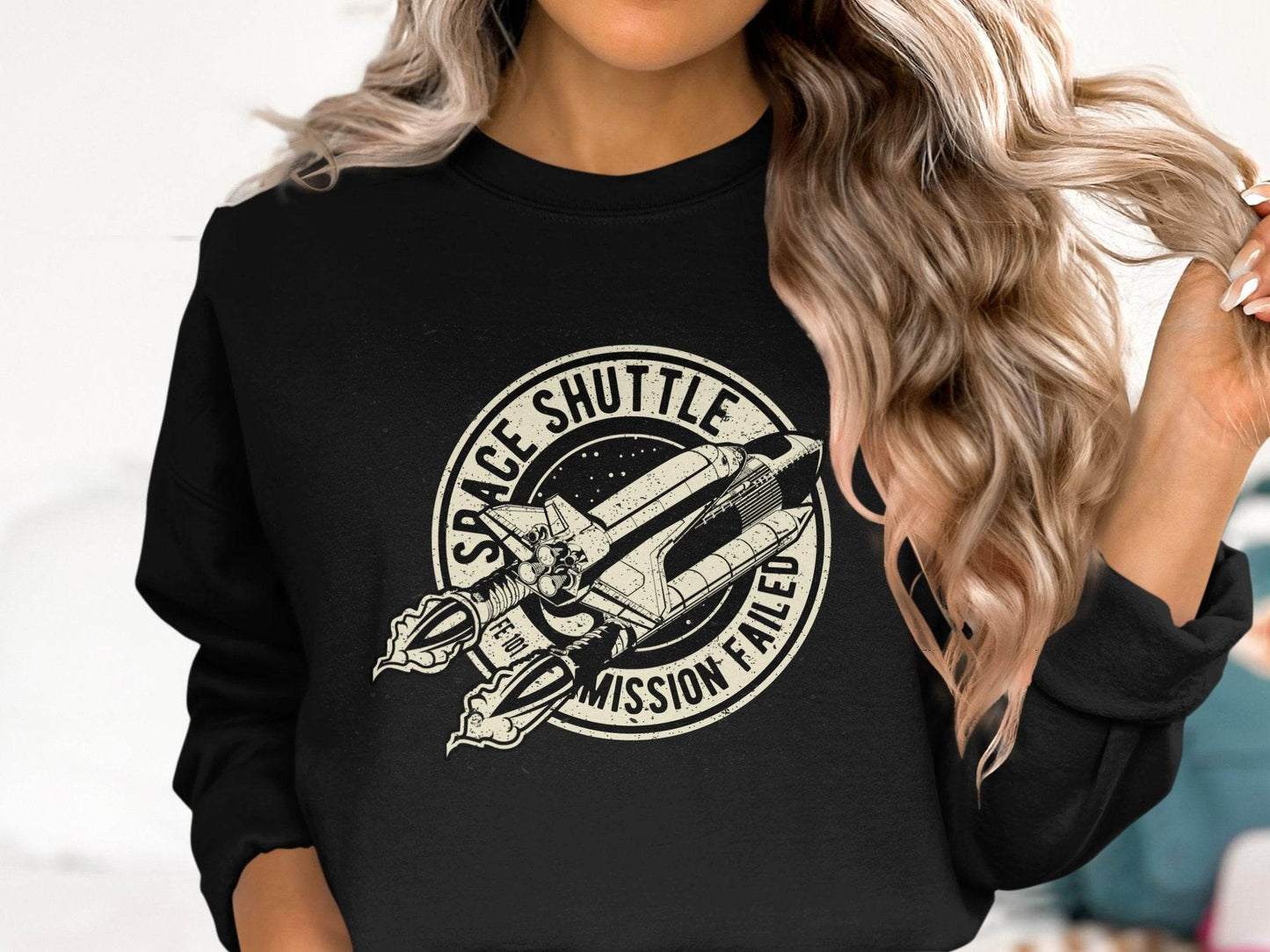 Space Shuttle Mission Failed Graphic Print Sweater - Design & Vybe