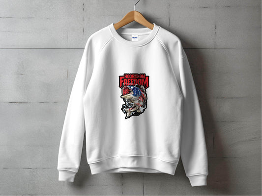 Hooked On Freedom Patriotic Fish Graphic Sweater - Design & Vybe