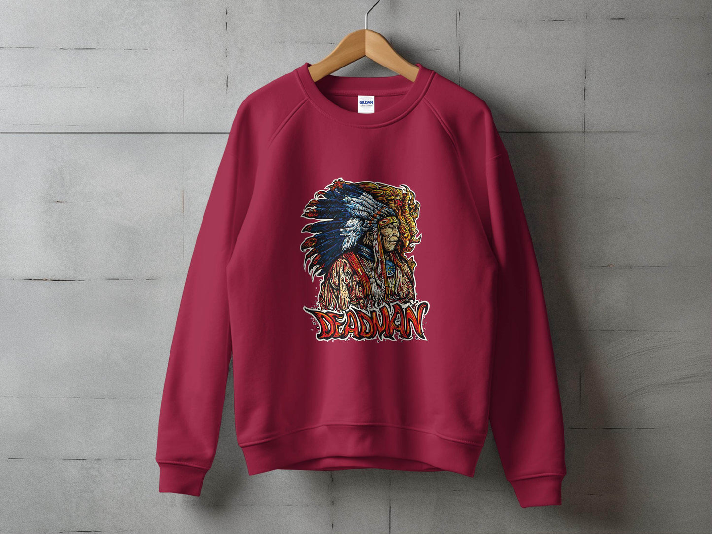 Deadman Portrait with Native American Headdress Sweater - Design & Vybe