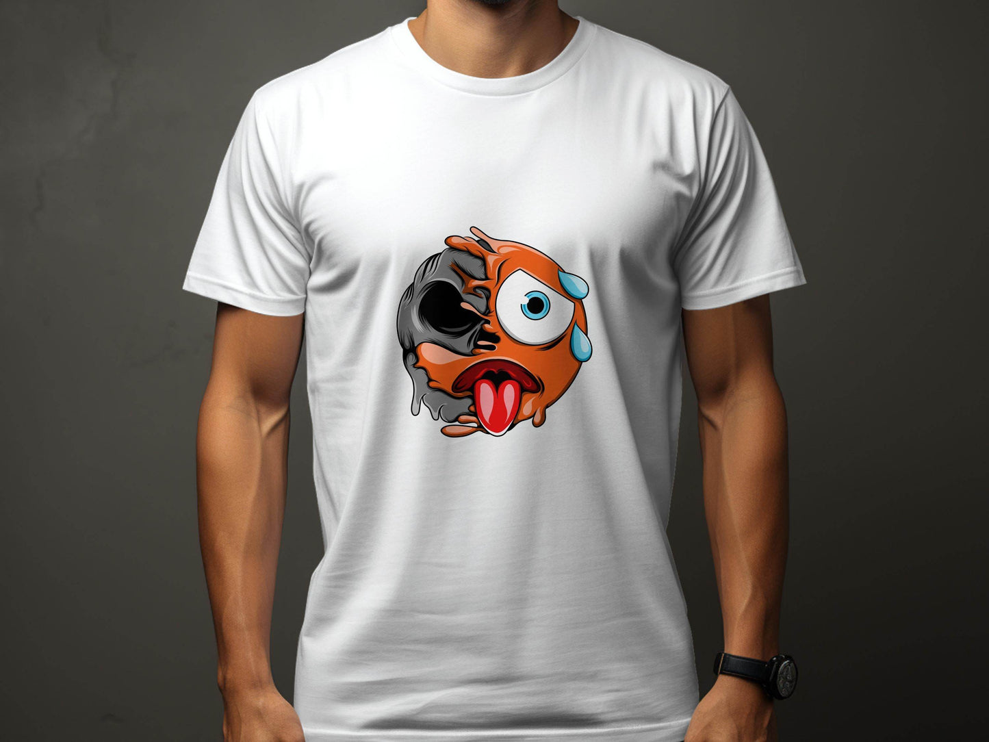 Emoji Face Meltdown With Skull Design Graphic T-Shirt - Design & Vybe