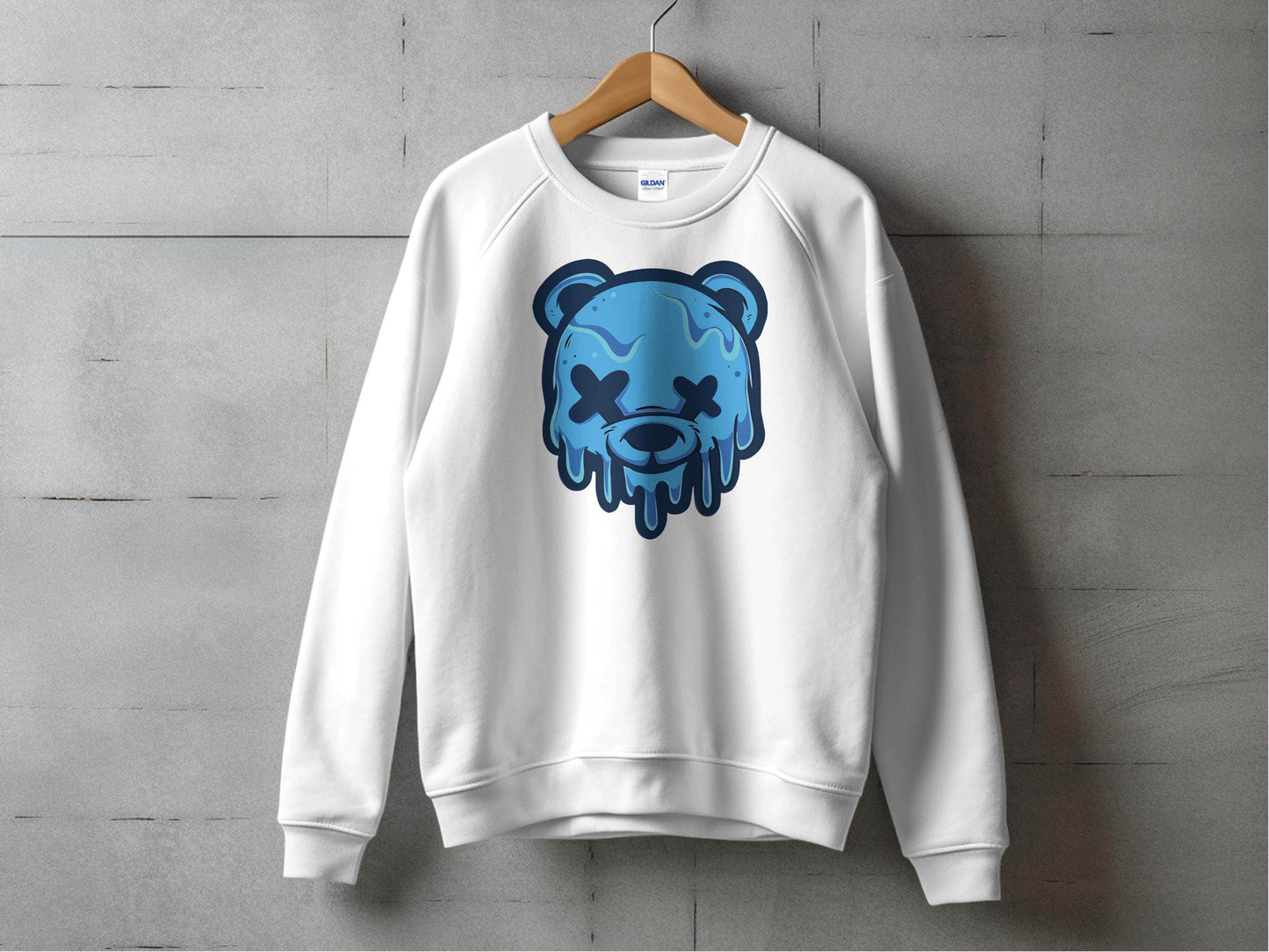 Cool Blue Graffiti Melting Dead Mad Bear Graphic Sweater - Design & Vybe