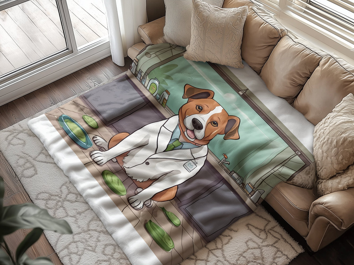 Adorable Dog Scientist Cozy Living Room Blanket product