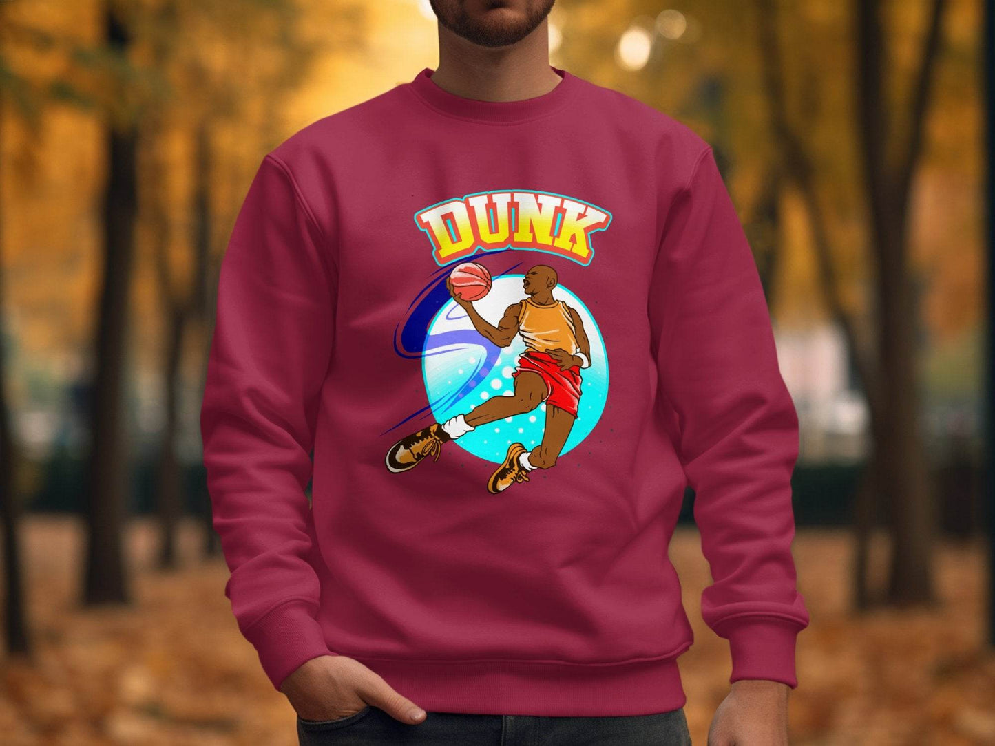 Vibrant Basketball Dunk Graphic Sports Sweater - Design & Vybe
