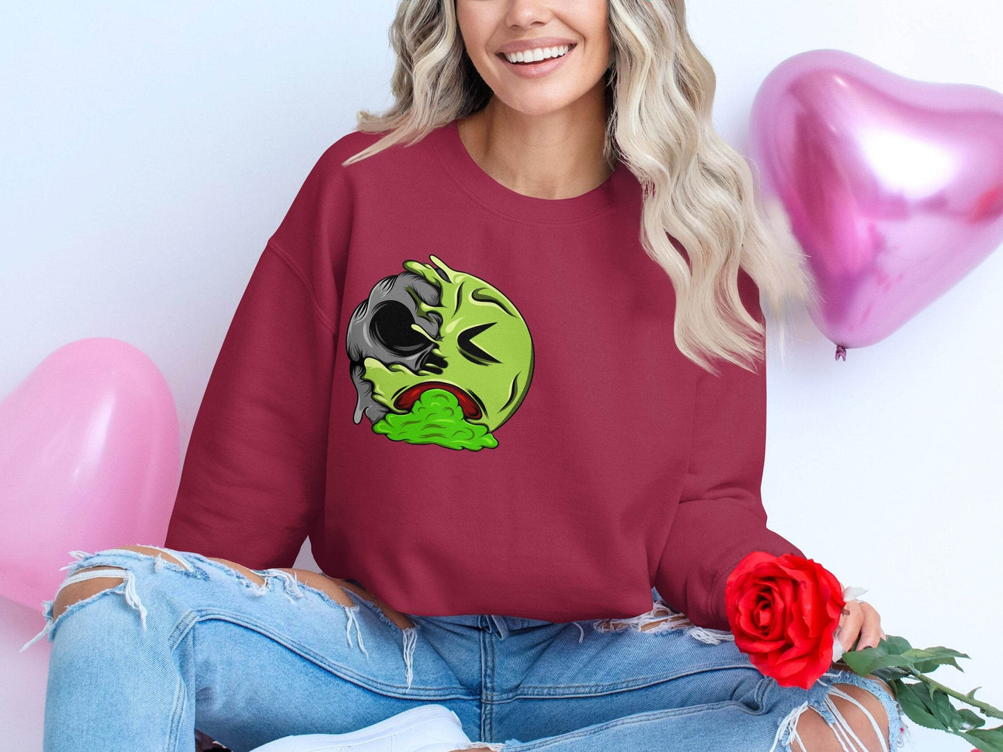 Half Zombie Half Emoji Graphic Design Illustration Sweater - Design & Vybe