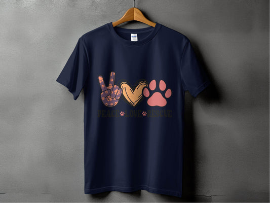 Peace Love Rescue Dog Paw Heart Pet Lover Graphic T-Shirt - Design & Vybe