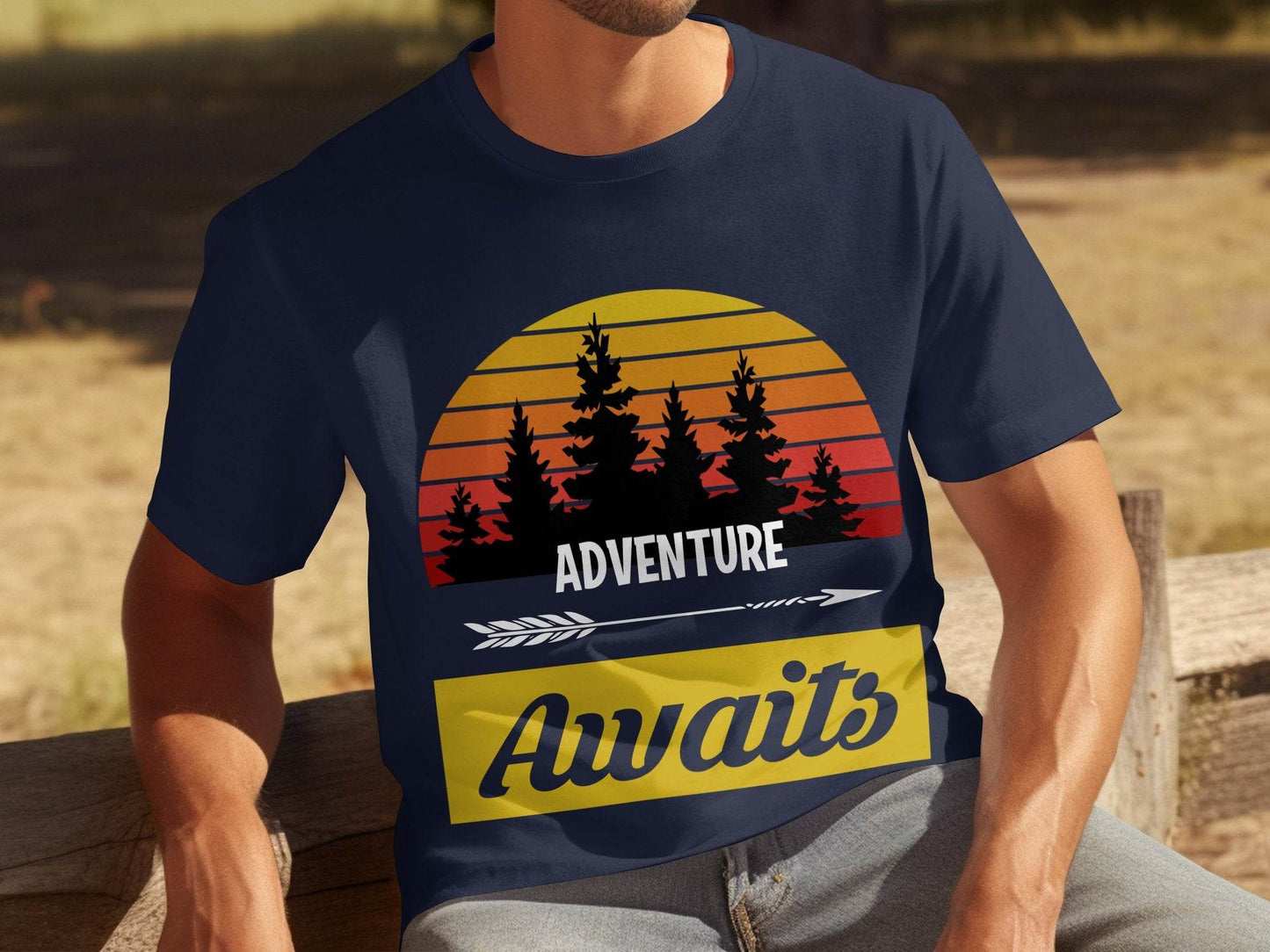 Adventure Awaits Graphic Sunset Design T-Shirt - Design & Vybe