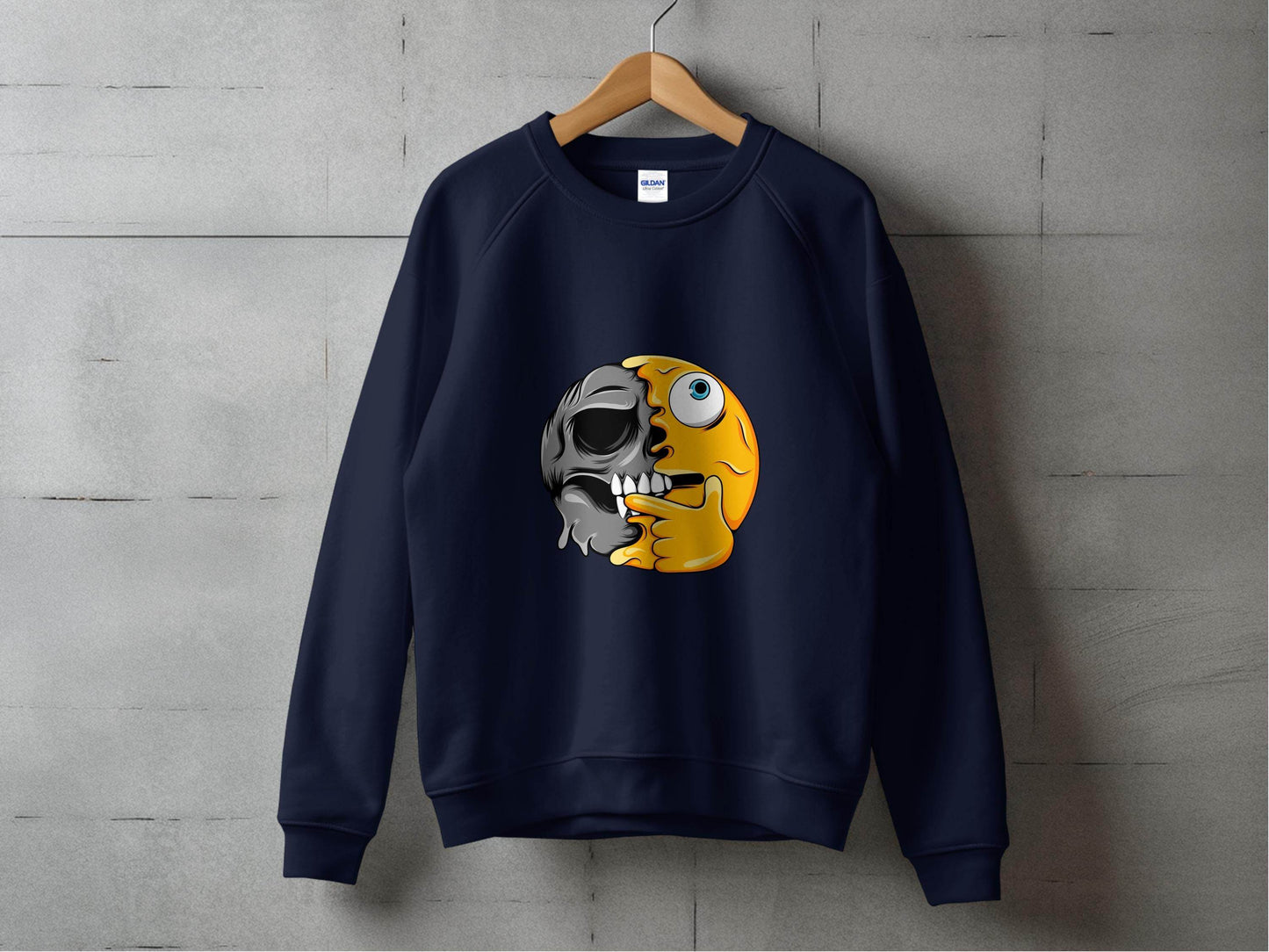 Emoji Skull Half and Half Funny Face Art Sweater - Design & Vybe
