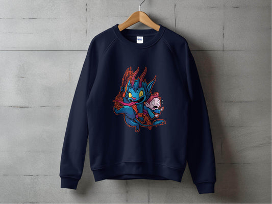 Krampus With Child Caught Illustration Cartoon Sweater - Design & Vybe