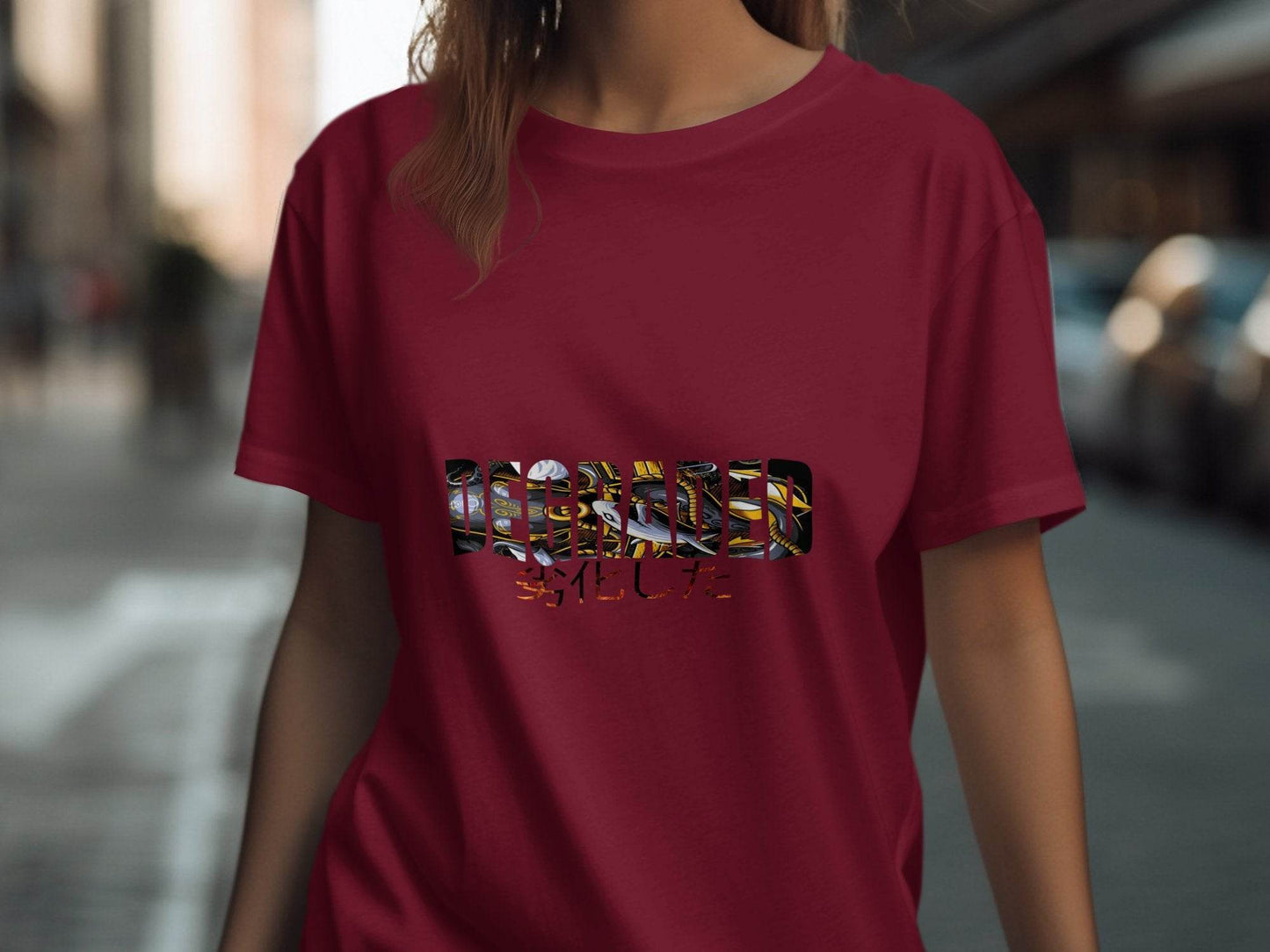 Degraded Graphic With Japanese Text Design T-Shirt - Design & Vybe