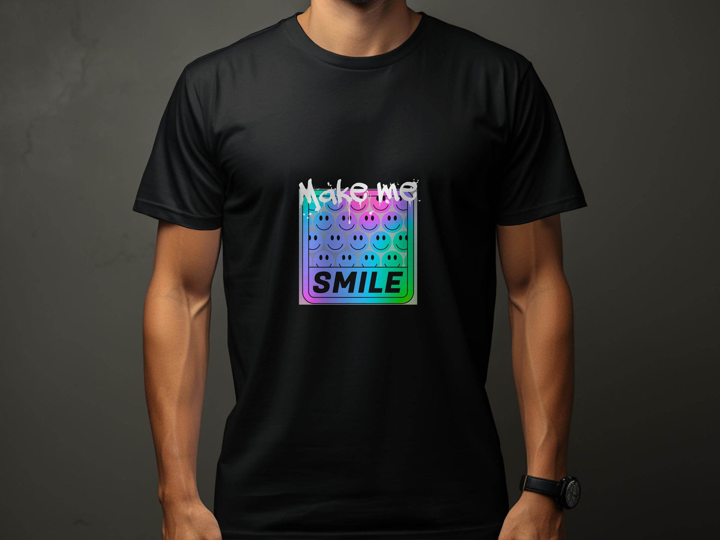 Make Me Smile Rainbow Gradient Design Graphic T-Shirt - Design & Vybe