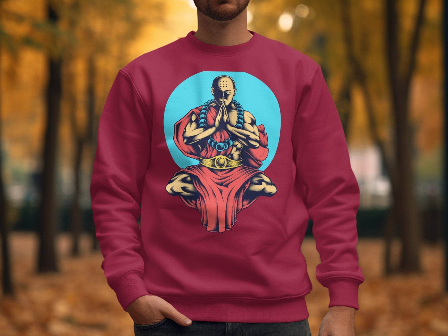 Inner Peace Meditating Monk Art Comfort Sweater - Design & Vybe