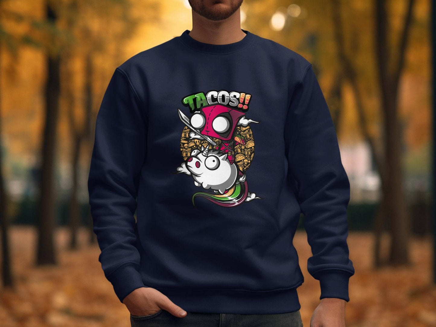 Tacos Deadpool on Unicorn Funny Character Design Sweater - Design & Vybe