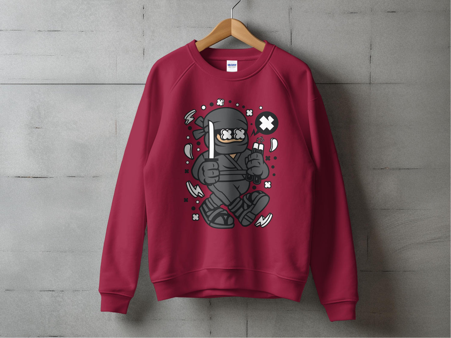 Ninja Cat Graphic Design Red Color Sweatshirt product
