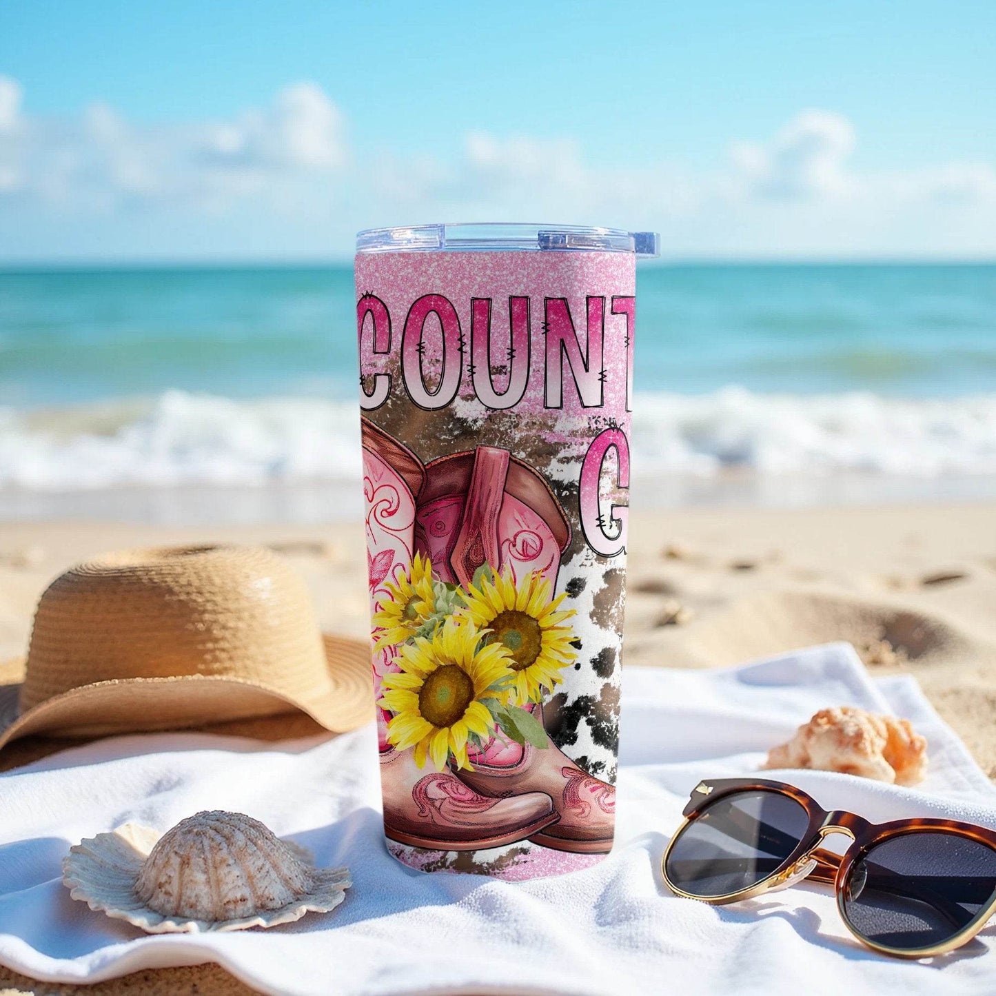 Country Girl Boots Design With Sunflowers Theme Tumbler - Design & Vybe