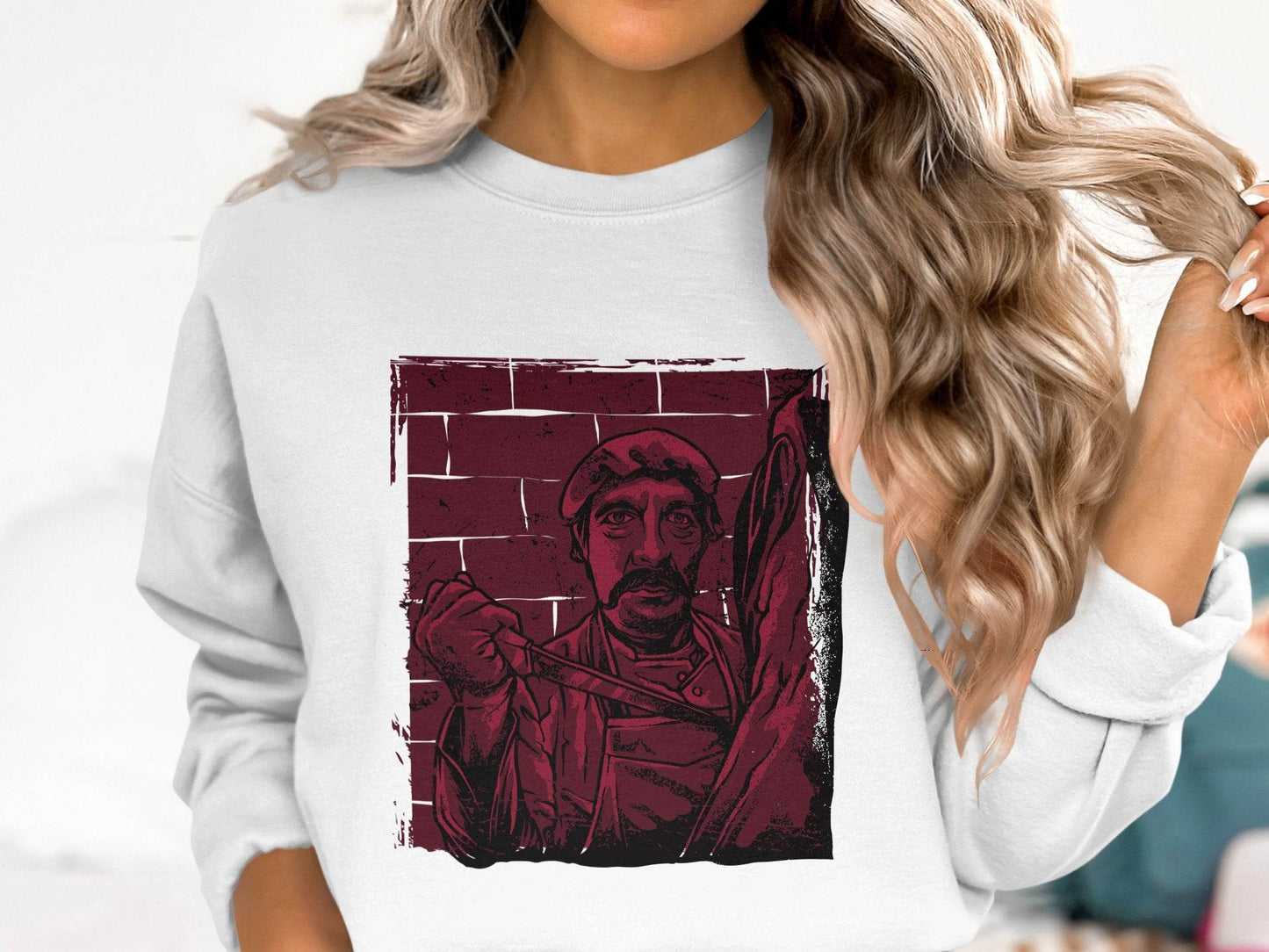Vintage Butcher with Intense Gaze Graphic Sweater - Design & Vybe