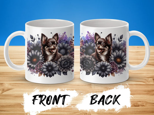 Adorable Floral Chihuahua Design on Coffee Mug Product