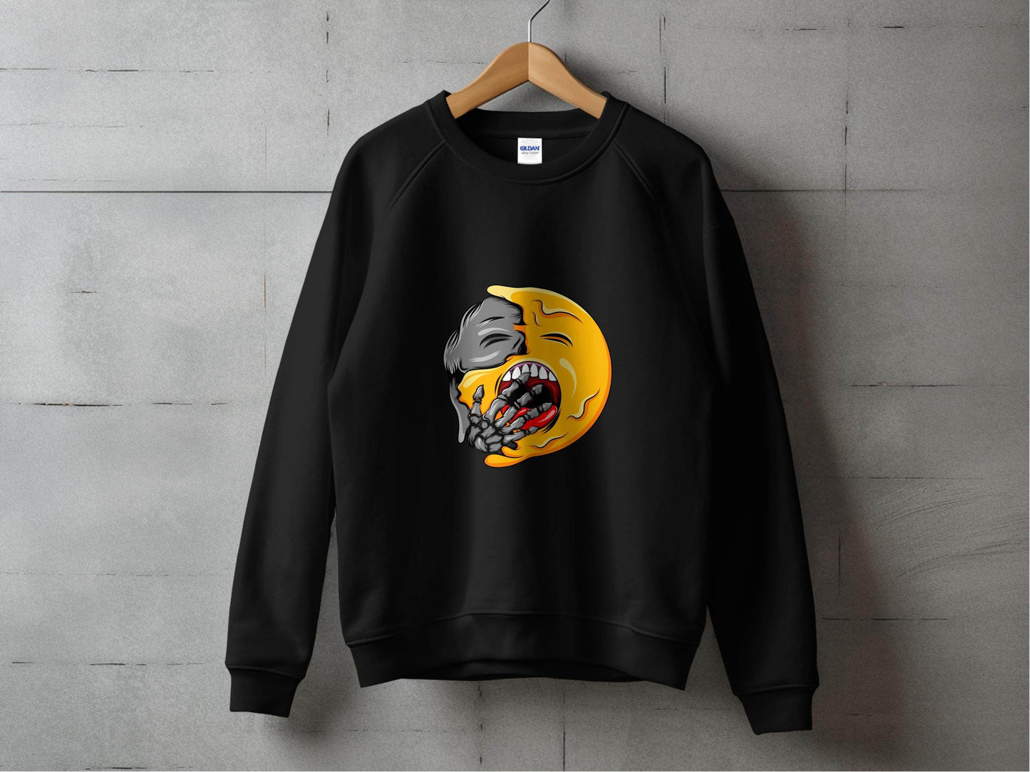 Zombie Emoji Biting Skeleton Hand Illustration Sweater - Design & Vybe