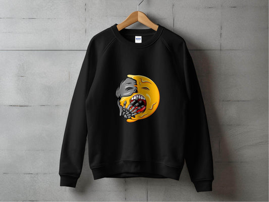 Zombie Emoji Biting Skeleton Hand Illustration Sweater - Design & Vybe