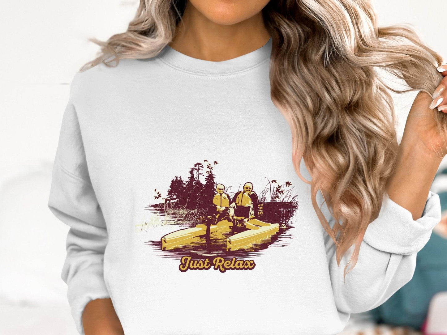 Just Relax Nature Scene Graphic Sweater - Design & Vybe
