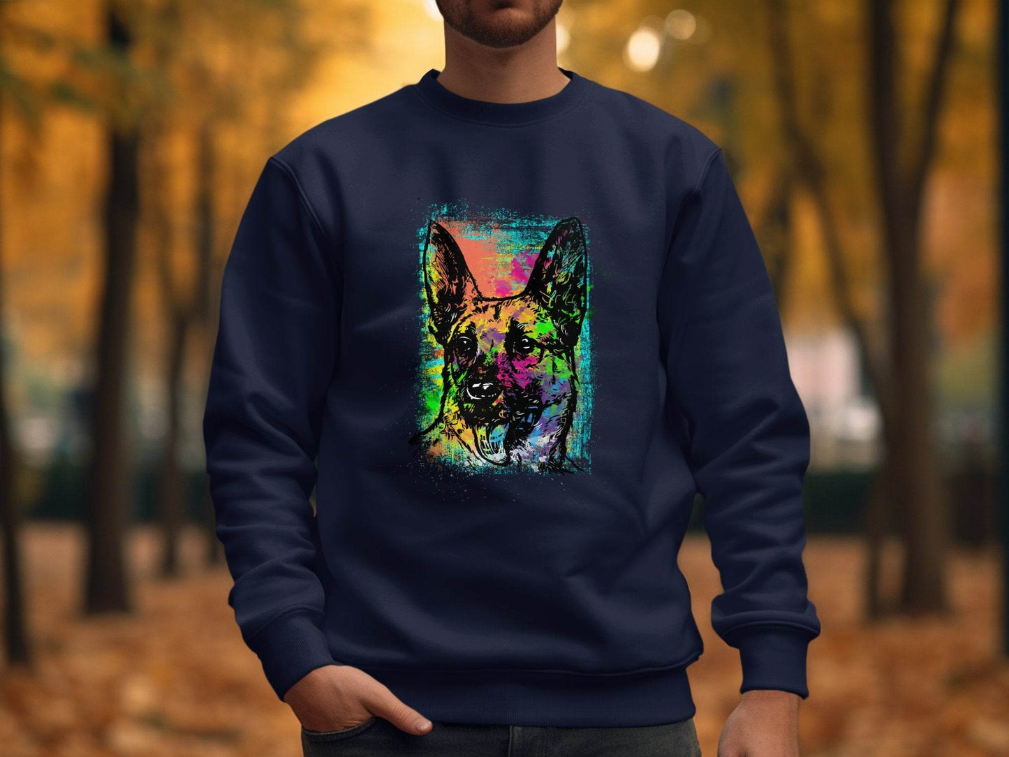 Vibrant German Shepherd Illustration Art Sweater - Design & Vybe