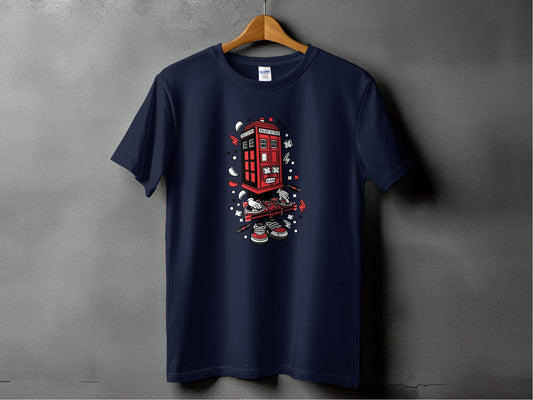 Unique DJ UK Phone Booth Design Graphic T-Shirt - Design & Vybe