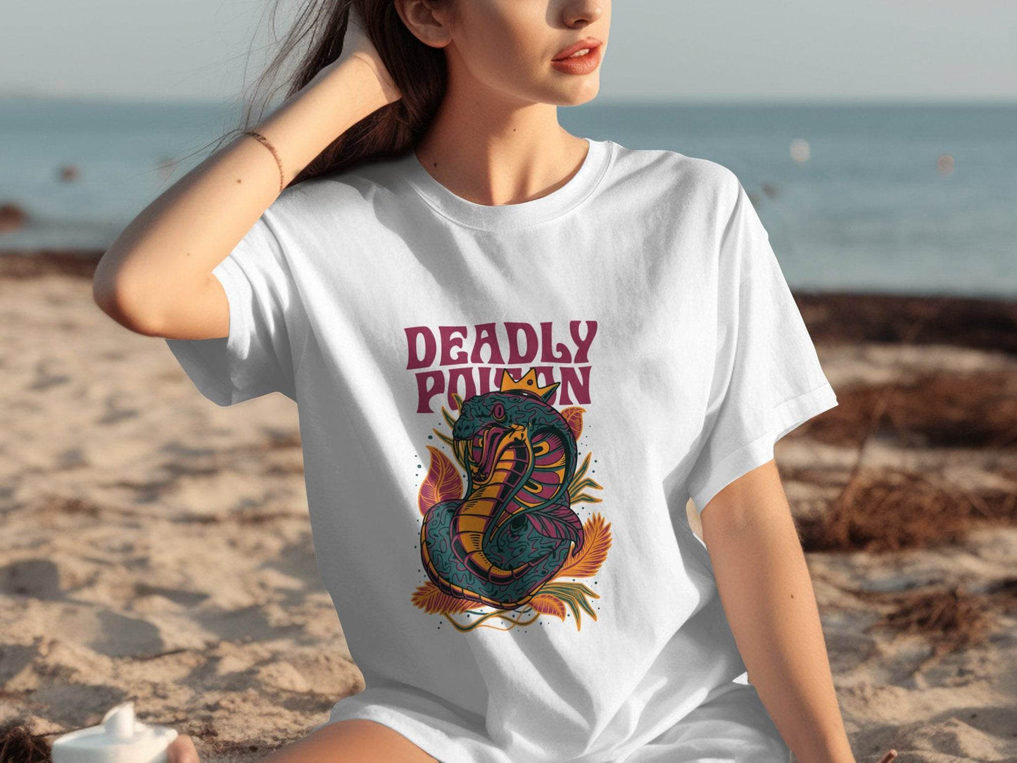 Deadly Poison Snake Art Graphic Novelty Design T-Shirt - Design & Vybe