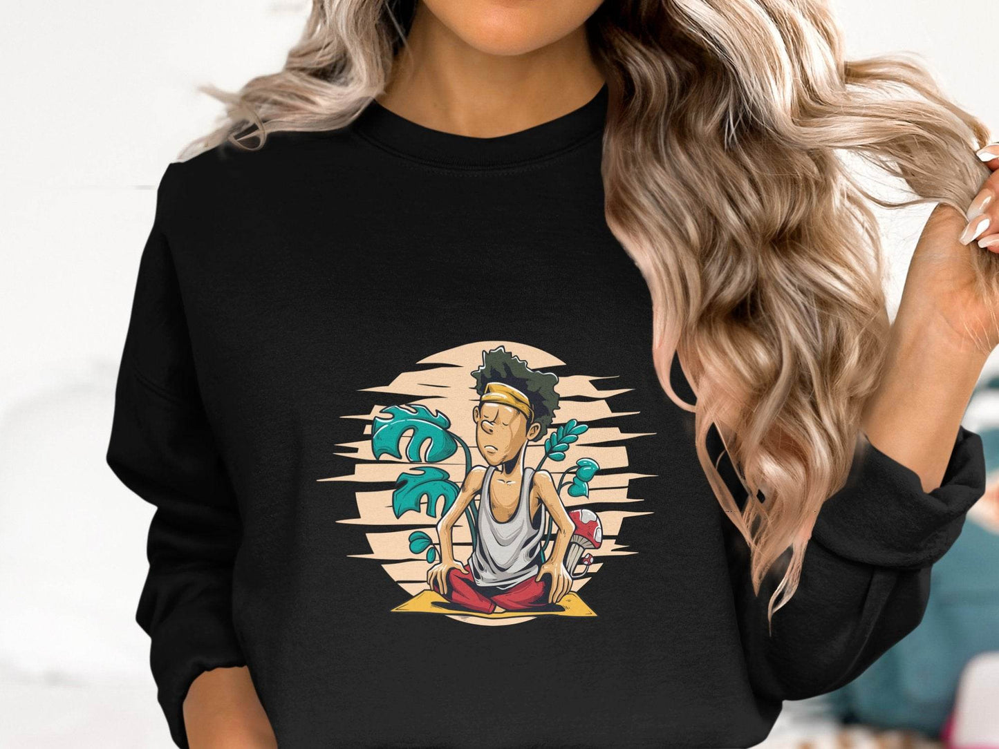 Yoga Enthusiast Graphic Printed Casual Sweater - Design & Vybe