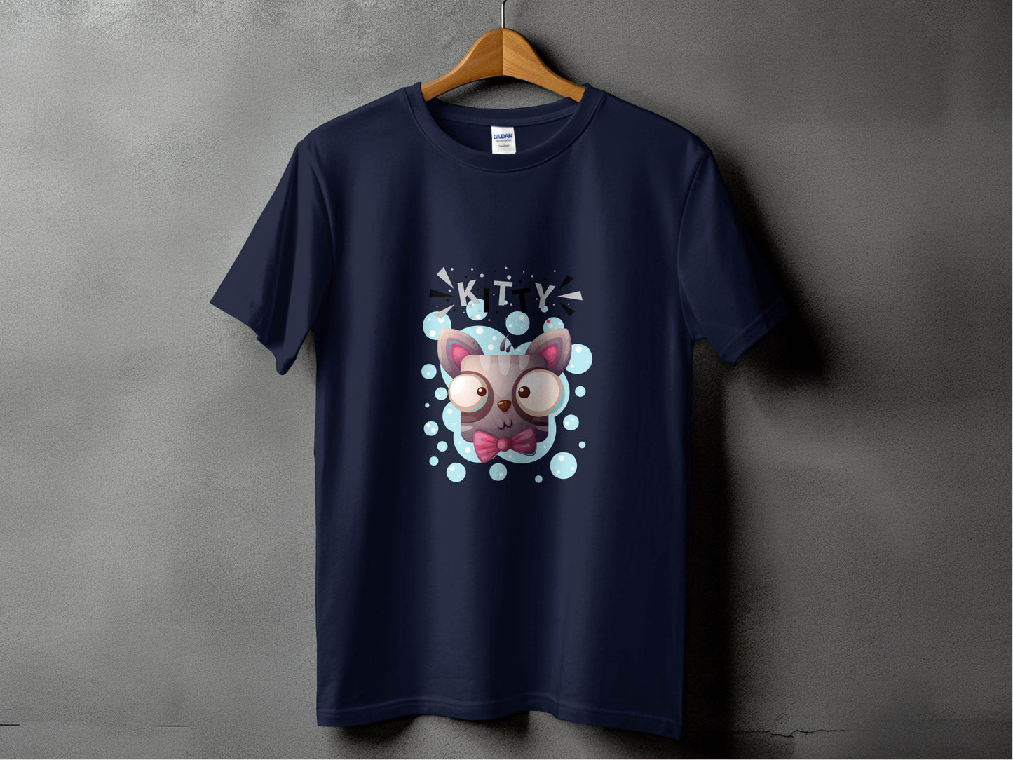 Cute Kitty Design with Large Eyes and Bow Tie T-Shirt - Design & Vybe